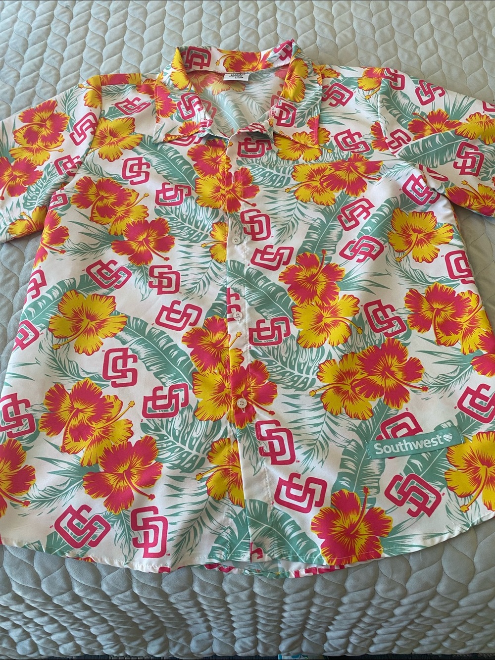 San Diego Padres White Tropical Floral Button-Up Shirt